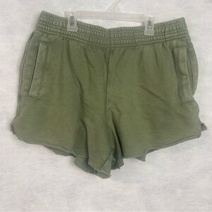 Aerie Women’s Large Green high waisted sweat shorts loungewear casual